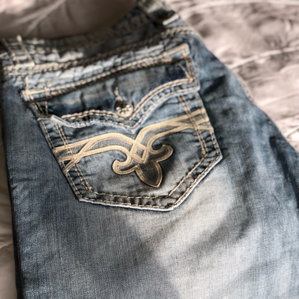 ✖️ROCK REVIVAL✖️MENS SIZE 38 REGULAR✖️LIGHT BLUE DISTRESSED DENIM✖️